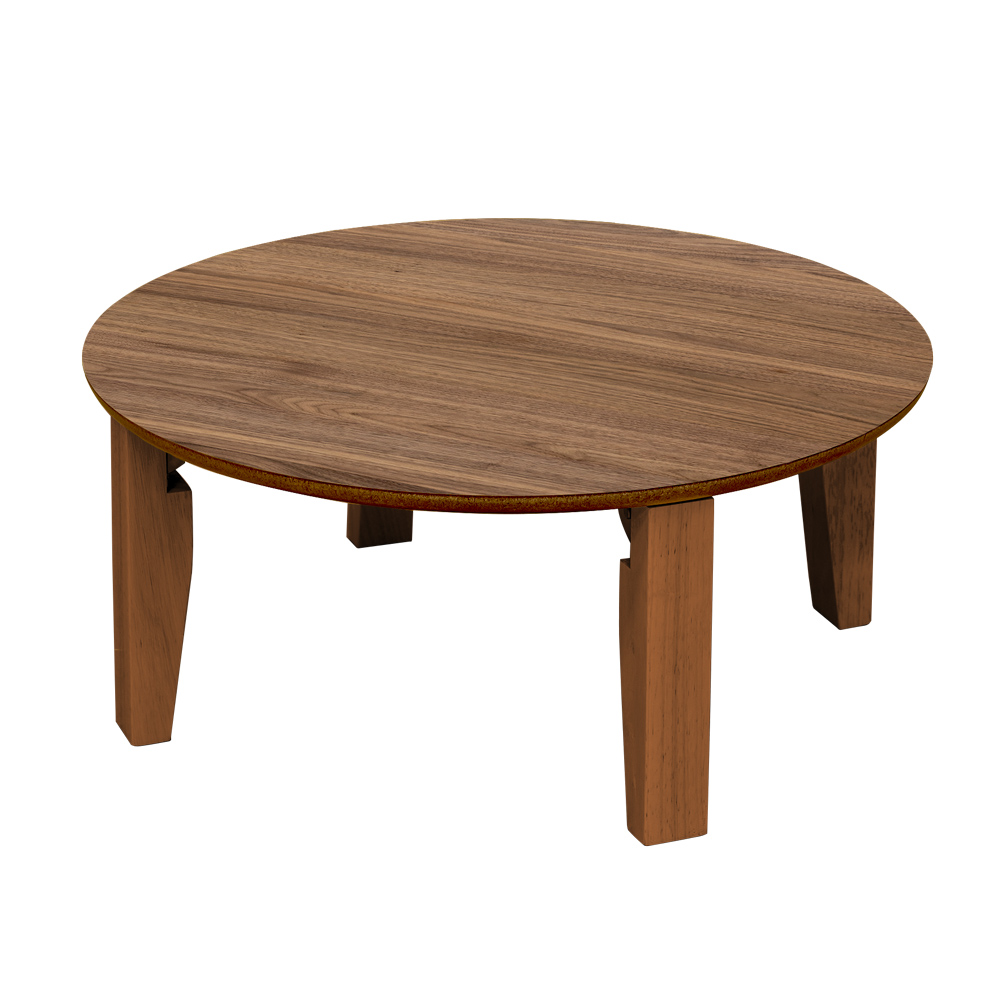 折りたたみテーブル 丸型 65cm幅 木製 円卓 円形 折れ脚ローテーブル 