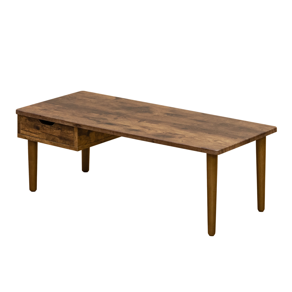 センターテーブル 引き出し付き 90cm×40cm 木目柄 収納付き 木製 : utk 