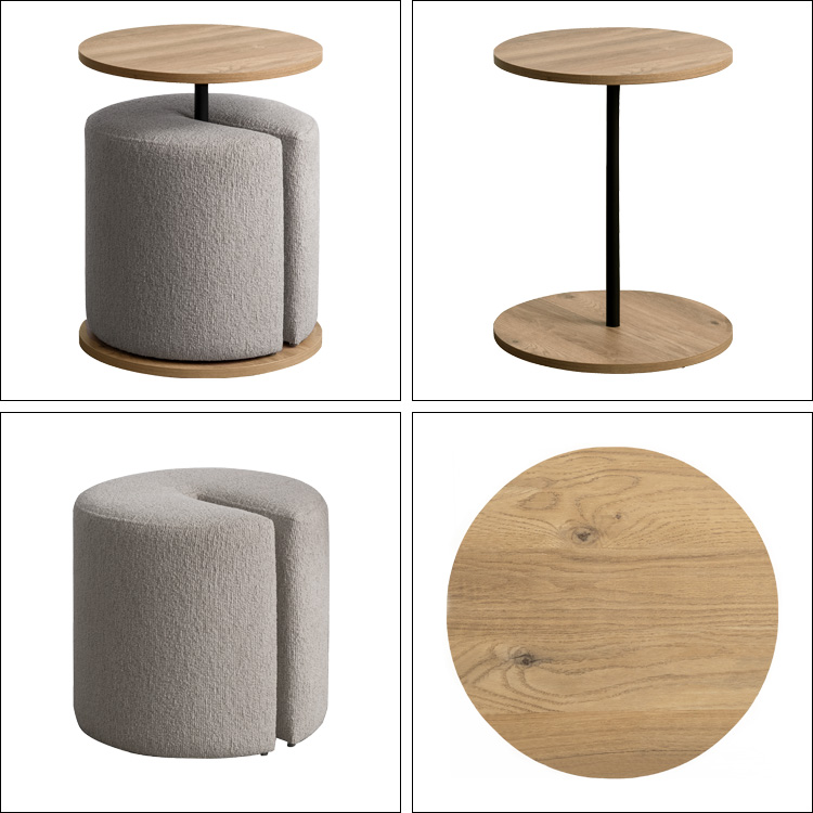 サイドテーブル＆スツール Lien（リエン）木目柄天板 ナチュラル ブラウン ラウンドテーブル 丸テーブル スツールセット ナイトテーブル 丸椅子 | 宮武製作所 | 17