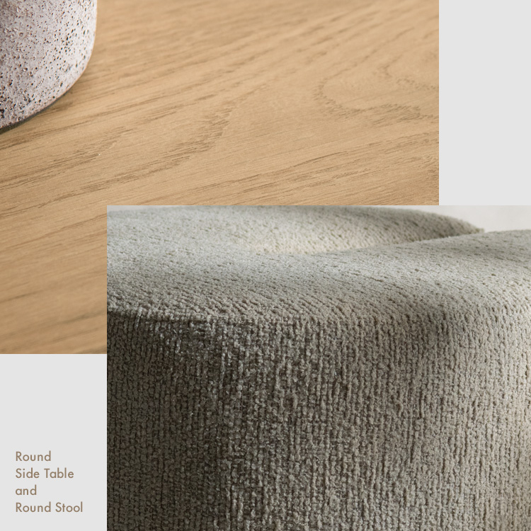 サイドテーブル＆スツール Lien（リエン）木目柄天板 ナチュラル ブラウン ラウンドテーブル 丸テーブル スツールセット ナイトテーブル 丸椅子 | 宮武製作所 | 04