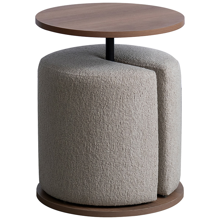 サイドテーブル＆スツール Lien（リエン）木目柄天板 ナチュラル ブラウン ラウンドテーブル 丸テーブル スツールセット ナイトテーブル 丸椅子 | 宮武製作所 | 02