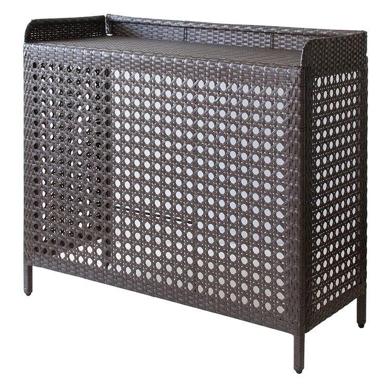 ラタン調室外機カバーEsterno（エステルノ）室外機ケース ラタン調 リゾート風 エアコン ホワイト ダークブラウン ベランダ 折り畳み |  | 02