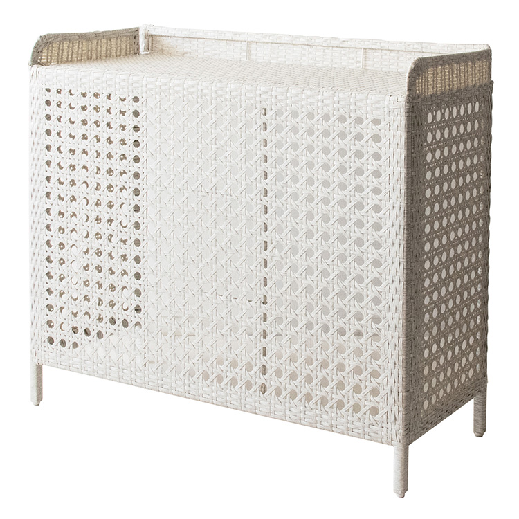 ラタン調室外機カバーEsterno（エステルノ）室外機ケース ラタン調 リゾート風 エアコン ホワイト ダークブラウン ベランダ 折り畳み |  | 01