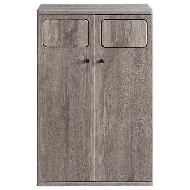 プッシュ式ダブルダストボックス Empro（エンプロー） 45×2L 二連 ゴミ箱 分別ダストボックス キッチンペール 90L ごみ箱 2連式 プッシュ扉 木目柄 | 宮武製作所 | 03