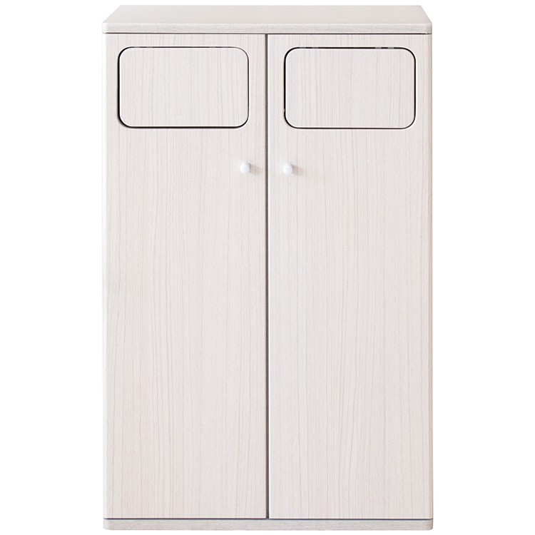 プッシュ式ダブルダストボックス Empro（エンプロー） 45×2L 二連 ゴミ箱 分別ダストボックス キッチンペール 90L ごみ箱 2連式 プッシュ扉 木目柄 | 宮武製作所 | 01