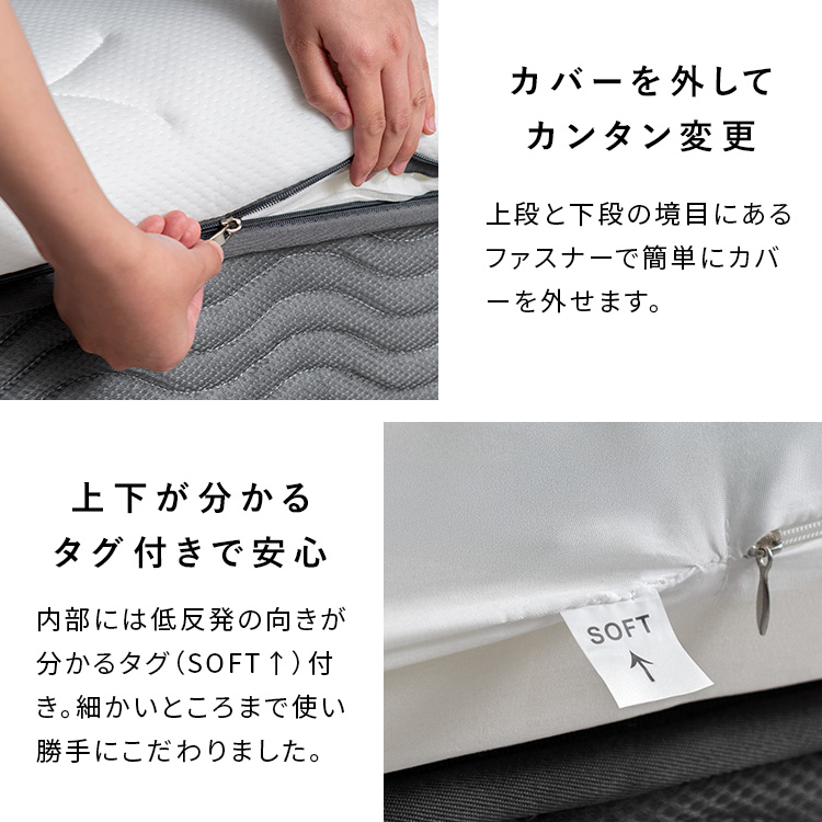 ポケットコイルマットレス Sovila（ソヴィラ）ポケットコイル 2層コイル 低反発ウレタン 高反発ウレタン リバーシブル仕様 ピロートップ ホテルマットレス | 宮武製作所 | 14