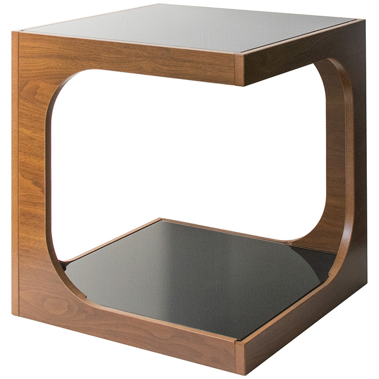 サイドテーブル ARCA（アルカ）ガラス天板 おしゃれ かっこいい 机 ガラステー ブル サブテーブル ミニテーブル コーヒーテーブル 棚付き ナイトテーブル | 宮武製作所 | 02