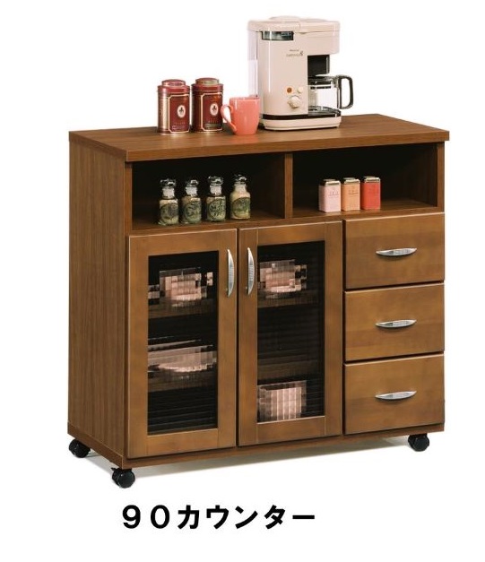 国産キッチンカウンター キッチンボード 90 幅 レンジ台 キッチン収納