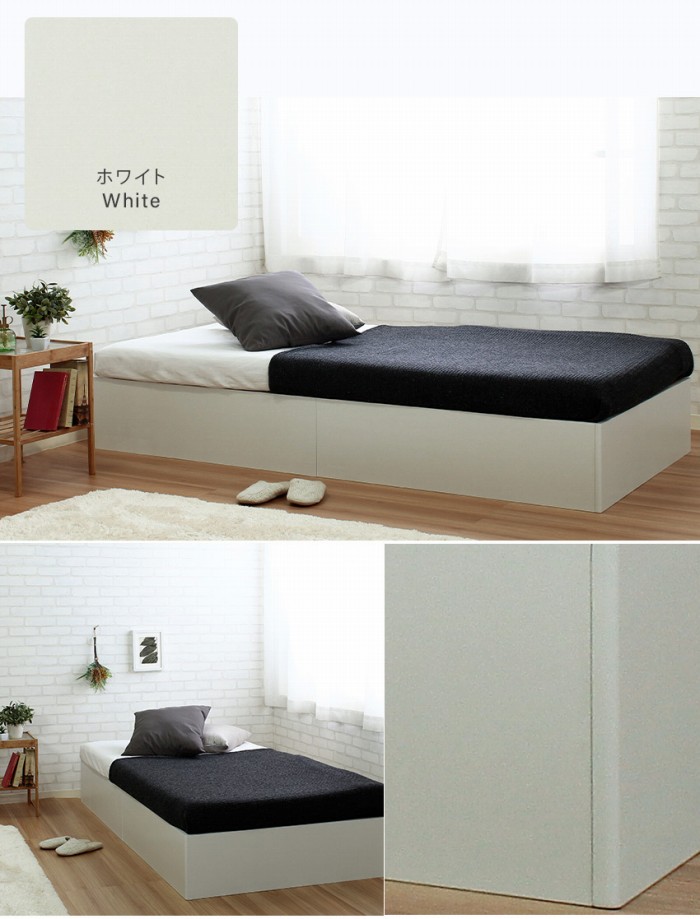安い直営店 保管のみ／国産　ファブリック素材　シングルベッド　引き出し２つ付き シングルベッド