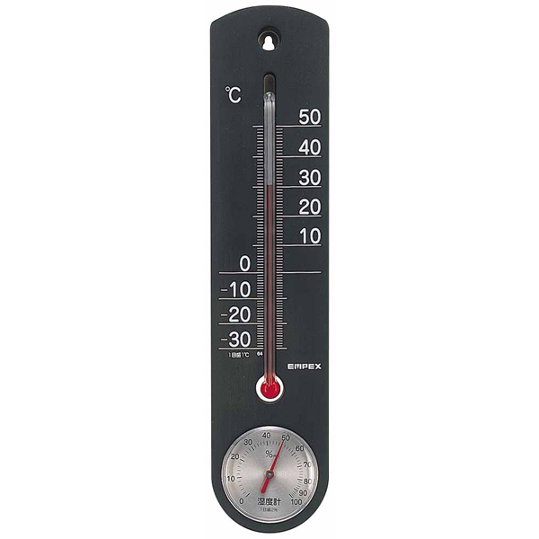 温度湿度計 おしゃれ シンプル アナログ くらしのメモリー温湿度計 ガラス管温度計 黒 銀｜adoorz-shop｜02