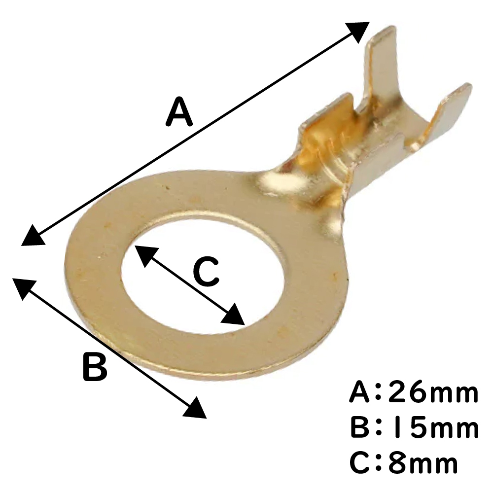 丸型端子 8mm 絶縁スリーブ 各50個セット