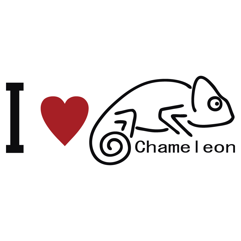 ステッカー I LOVE Chameleon 選べる4色 縦6cm×横15cm オリジナル