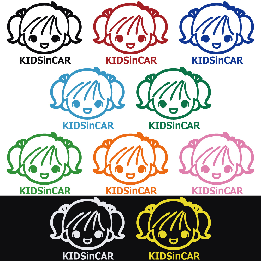 ステッカー KIDS in CAR キッズインカー 女の子