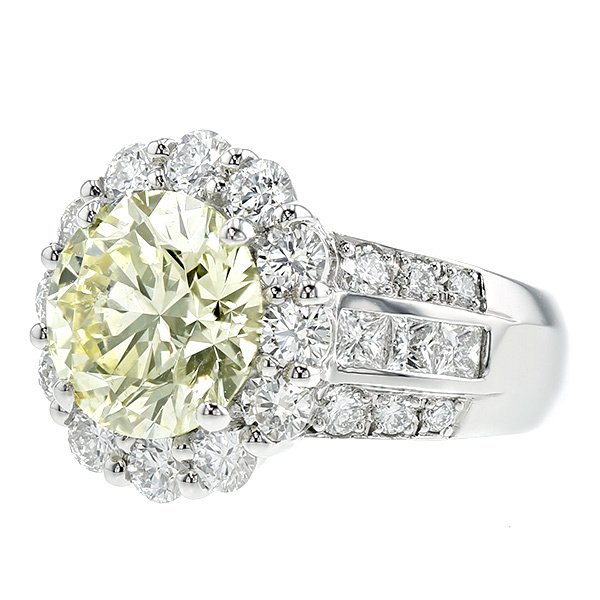 ダイヤモンド リング 4.014ct SI2 LIGHT YELLOW 3EX プラチナ Pt 鑑定 