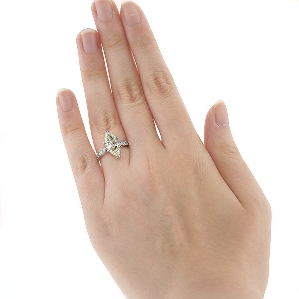ダイヤモンド リング 3.063ct I1 FANCY LIGHT YELLOW マーキスブリリアントカット プラチナ Pt 鑑定書付 ダイヤモンドリング ダイヤリング 指輪_4