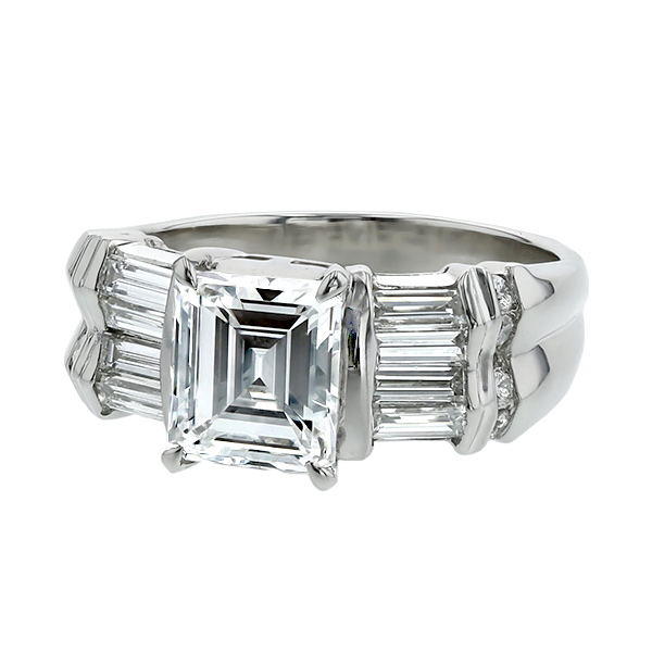ダイヤモンド リング 2.057ct D VVS2 エメラルドカット プラチナ Pt