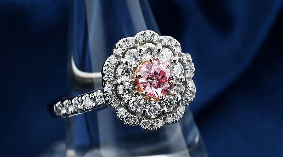 ピンクダイヤモンド リング 0.5ct FANCY INTENSE PURPLISH PINK