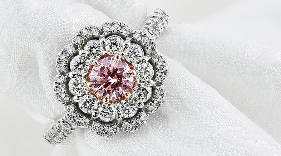 ピンクダイヤモンド リング 0.5ct FANCY INTENSE PURPLISH PINK