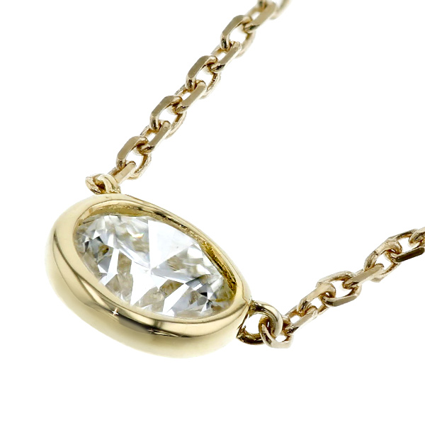 ダイヤモンド ネックレス 一粒 0.3ct D SI1 3EX H&C フクリン 覆輪 18