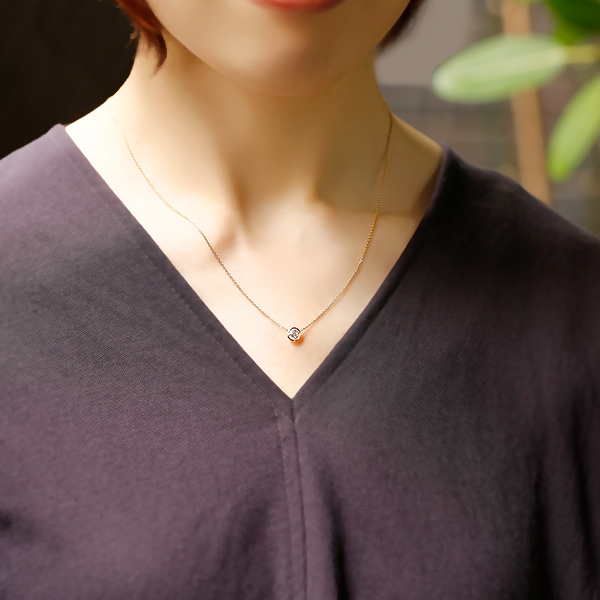 ダイヤモンド ネックレス 一粒 0.4ct D VVS2 3EX H&C フクリン 覆輪 18金 K18 鑑定書付 ダイヤモンドネックレス ダイヤネックレスの画像