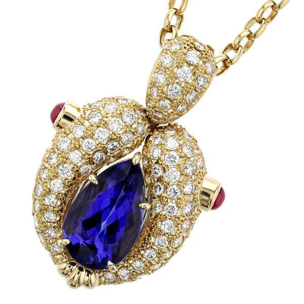 タンザナイト ネックレス 8.75ct 脇石ダイヤ 3.15ct(Total) 脇石ルビー  