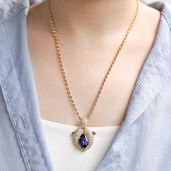 タンザナイト ネックレス 8.75ct 脇石ダイヤ 3.15ct(Total) 脇石ルビー  