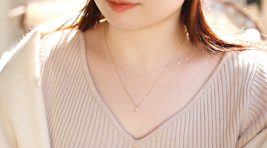 ダイヤモンド ネックレス 一粒 0.3ct D VVS2 3EX H&C〜EX H&C 18金 K18 鑑定書付 ダイヤモンドネックレス ダイヤネックレスの画像