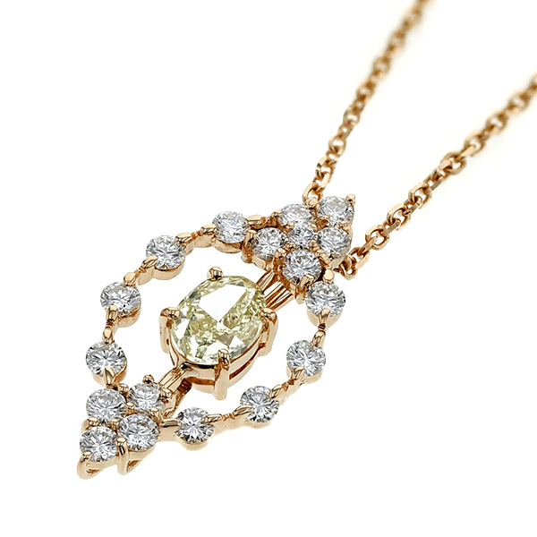 ダイヤモンド ネックレス 一粒 0.800ct IF LIGHT YELLOW 脇石0.87ct(Total) 18金 K18 鑑定書付 ダイヤモンドネックレス ダイヤネックレス_1