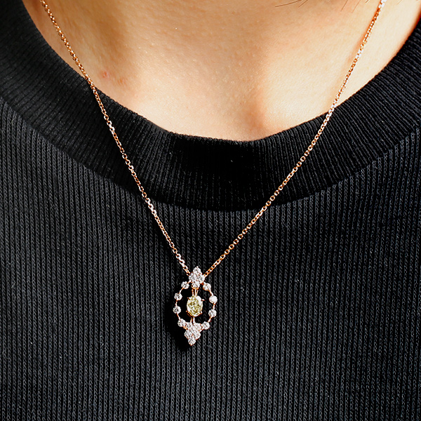 ダイヤモンド ネックレス 一粒 0.800ct IF LIGHT YELLOW 脇石0.87ct(Total) 18金 K18 鑑定書付 ダイヤモンドネックレス ダイヤネックレス_4