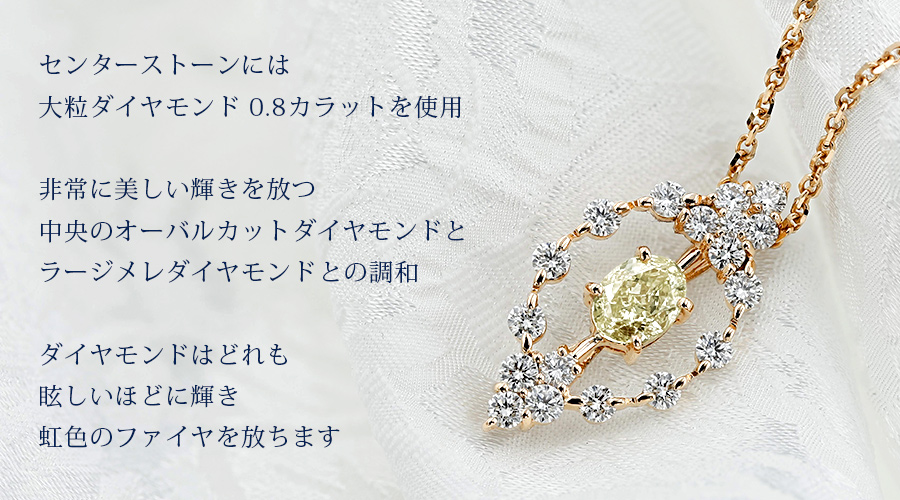ダイヤモンド ネックレス 一粒 0.800ct IF LIGHT YELLOW 脇石0.87ct(Total) 18金 K18 鑑定書付 ダイヤモンドネックレス ダイヤネックレス_6