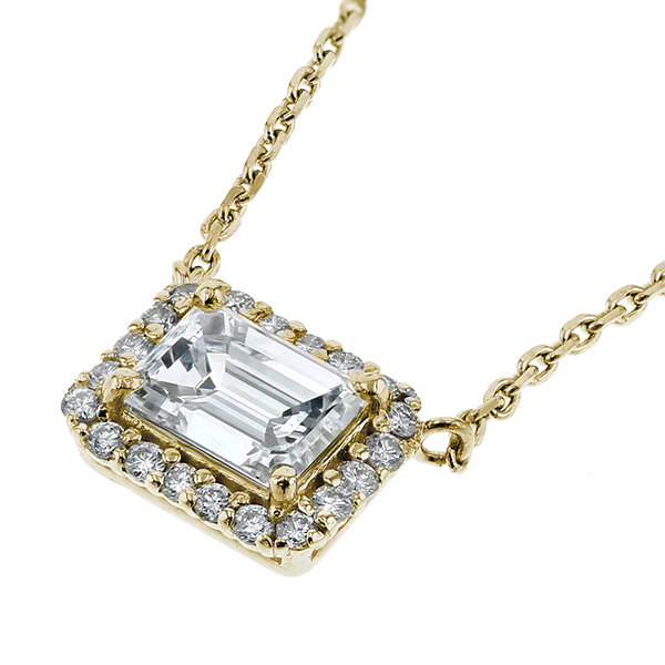 ダイヤモンド ネックレス 一粒 0.70ct G VS1 エメラルドカット