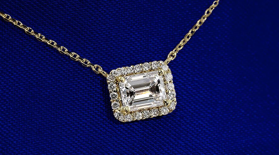 ダイヤモンド ネックレス 一粒 0.70ct G VS1 エメラルドカット