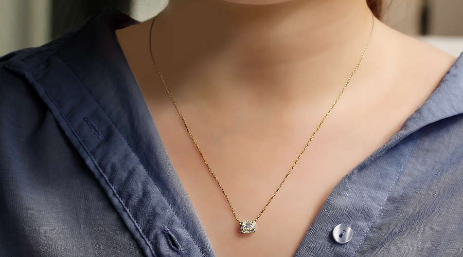 ダイヤモンド ネックレス 一粒 0.70ct G VS1 エメラルドカット