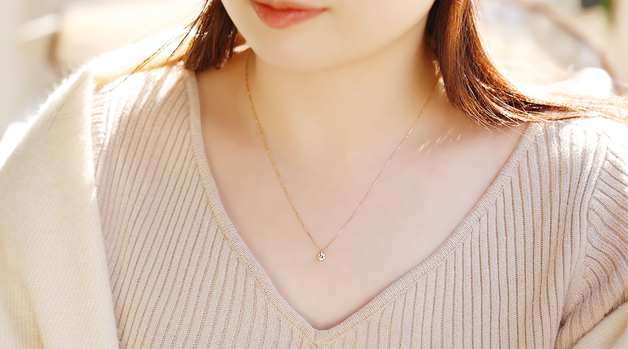 ダイヤモンド ネックレス 一粒 0.3ct D VS2 3EX 4本爪 18金 K18 鑑定書付 ダイヤモンドネックレス ダイヤネックレスの画像