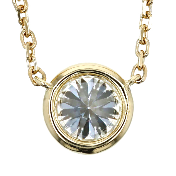 ダイヤモンド ネックレス 一粒 0.3ct D VVS1 3EX H&C フクリン 覆輪 18金 K18 鑑定書付 ダイヤモンドネックレス ダイヤネックレスの画像