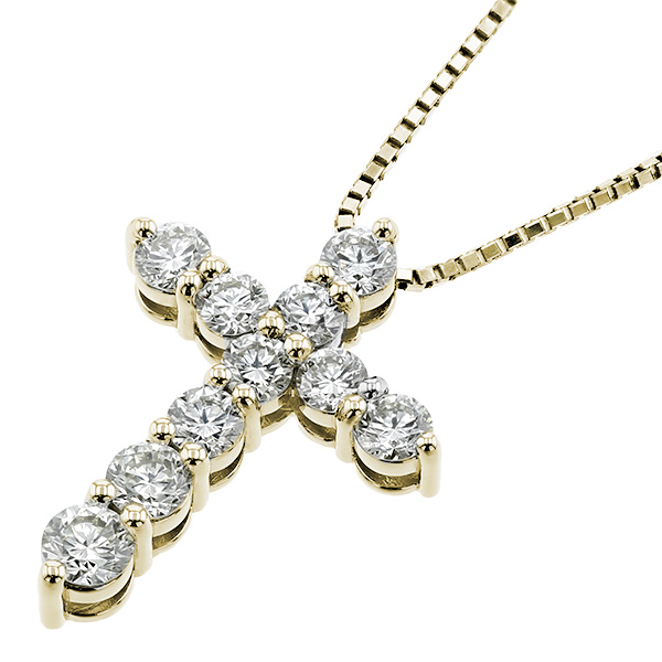 ダイヤモンド クロスネックレス 1.6ct(Total) VVS〜VSクラス K〜Lクラス EX〜VERYGOODクラス 18金 K18 鑑別書付_1