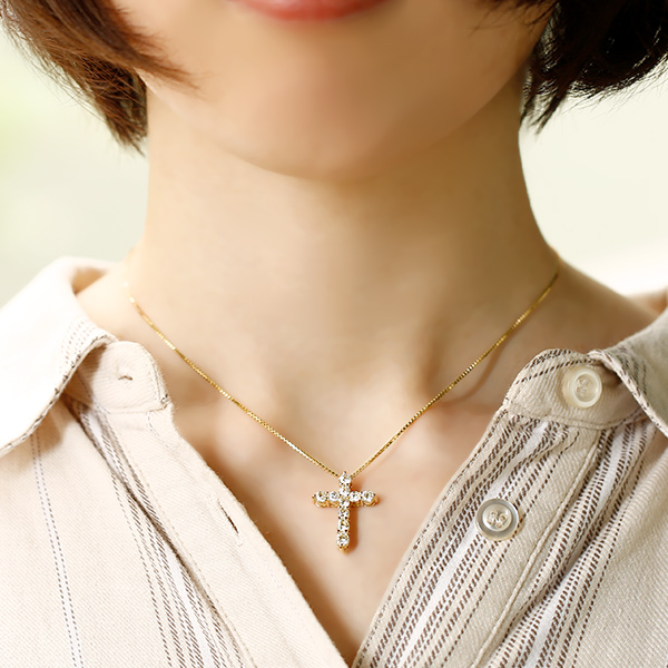 ダイヤモンド クロスネックレス 1.6ct(Total) VVS〜VSクラス K〜Lクラス EX〜VERYGOODクラス 18金 K18 鑑別書付_4