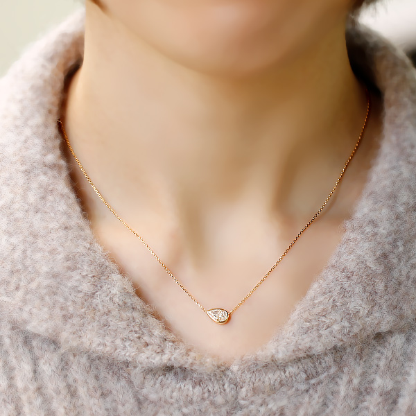 ダイヤモンド ネックレス 一粒 1ct K IF ペアシェイプ モディファイド ブリリアント カット 18金 K18 鑑定書付 ダイヤモンドネックレス ダイヤネックレス_4