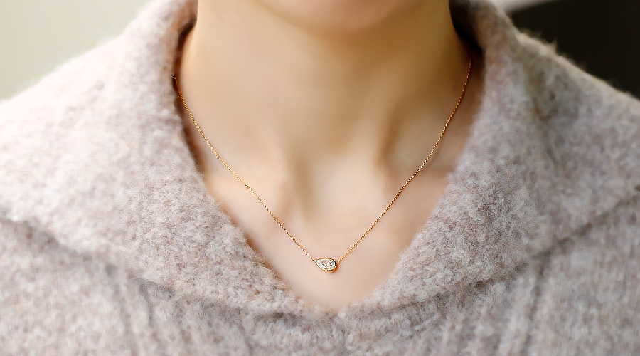 ダイヤモンド ネックレス 一粒 1ct K IF ペアシェイプ モディファイド ブリリアント カット 18金 K18 鑑定書付 ダイヤモンドネックレス ダイヤネックレス_8