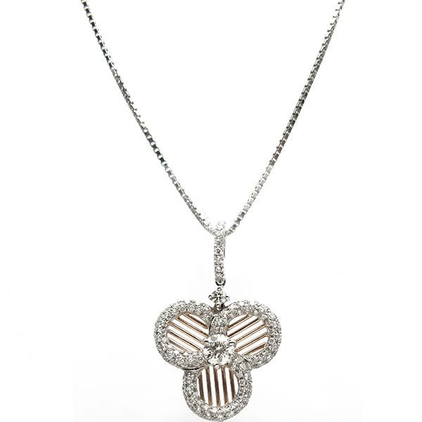 ダイヤモンド ネックレス 0.298ct SI2 E GOOD/脇石0.61ct(Total) K18WG 鑑定書付 ダイヤモンドネックレス ダイヤネックレスの画像