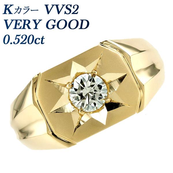 ダイヤモンド 印台 メンズリング 0.520ct VVS2 K VERY GOOD 18金 K18 鑑定書付｜aemtjewelry