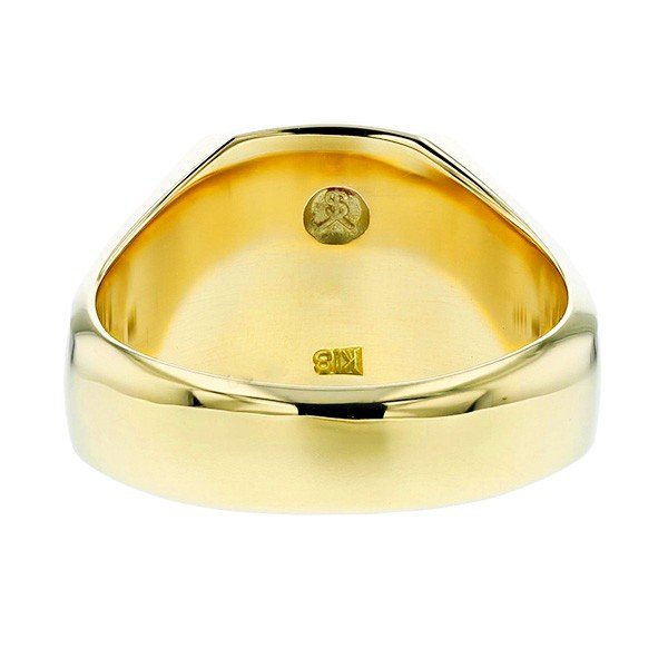 ブラックダイヤモンド メンズリング 印台 1.016ct ローズカット 18金
