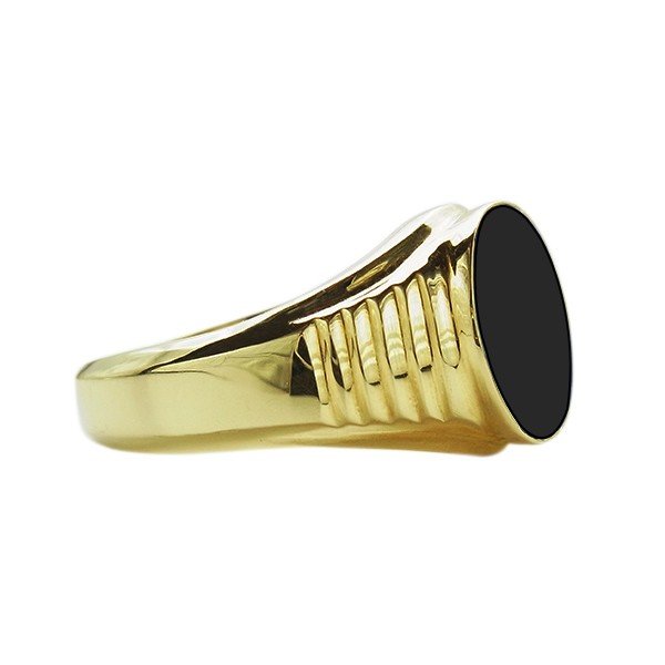オニキス メンズリング 18金 K18 保証書付 指輪 イエローゴールド 