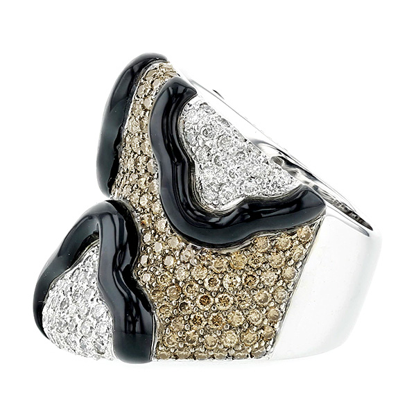 ダイヤモンド&オニキス リング 4.28ct(Total) FANCY BROWN/F〜Hカラー 