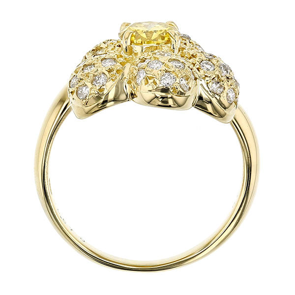 イエローダイヤモンド リング 0.570ct FANCY VIVID YELLOW SI1 ラウンドブリリアントカット 脇石0.48ct(Total) 18金  K18 ソーティング付 イエローダイヤ : kf5979 : エメットジュエリーYahoo!店 - 通販 - Yahoo!ショッピング