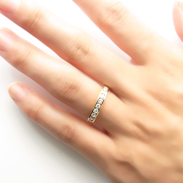 ダイヤモンド ハーフエタニティ リング 0.5ct(Total) F〜Hカラークラス VVS〜VSクラス EX〜VERY GOODカットクラス 18金 K18 保証書付の画像
