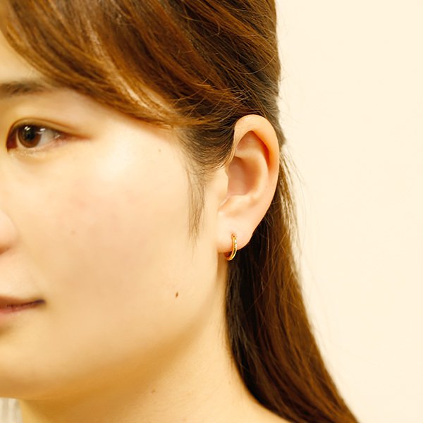 フープピアス 両耳用 ペア 中折れ式 直径11mm/11.5mm 18金 K18
