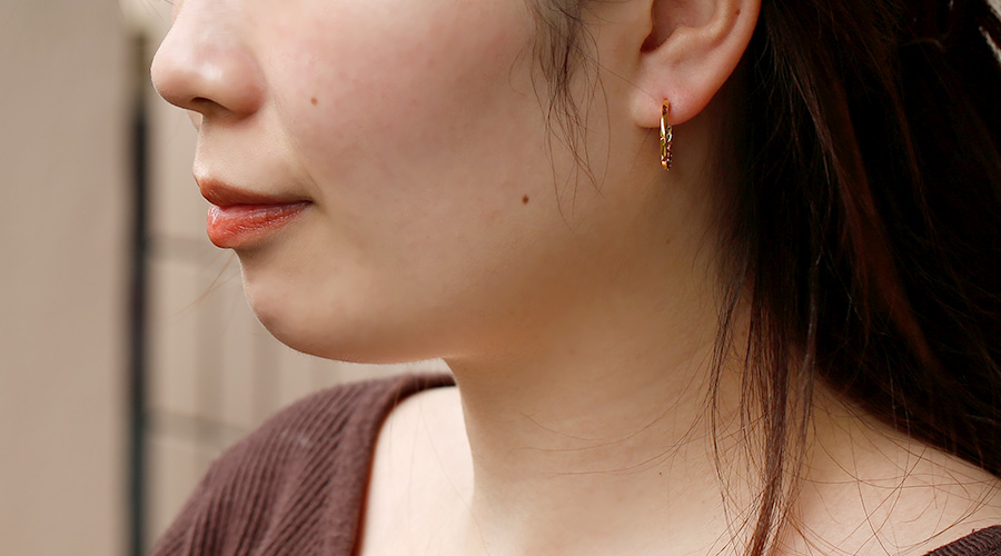 新品】ダイヤモンド ピアス K18 フープ 0.2ct