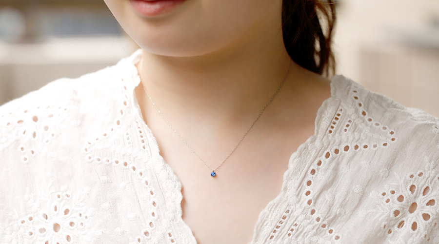 ブルーダイヤモンド ネックレス 一粒 0.1ct FANCY DEEP GREEN BLUE 
