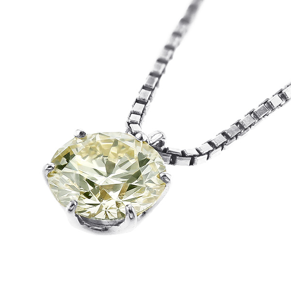 ダイヤモンド ネックレス 一粒 0.8ct SI1 LIGHT YELLOW EX プラチナ Pt 鑑定書付 ダイヤモンドネックレス ダイヤネックレスの画像